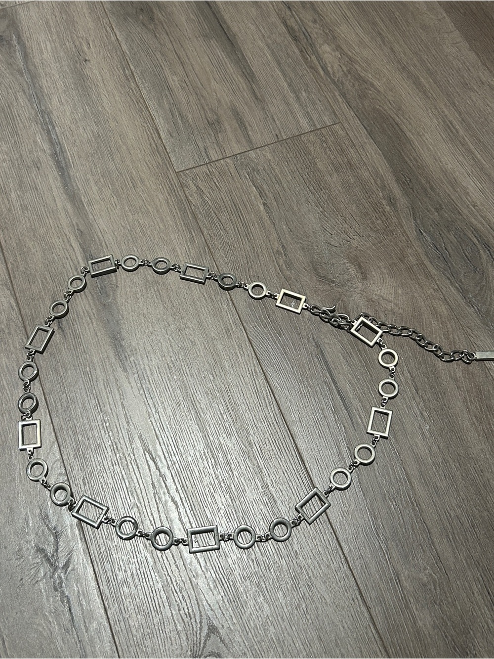 Y2K Silver Belt —Geometric Links
